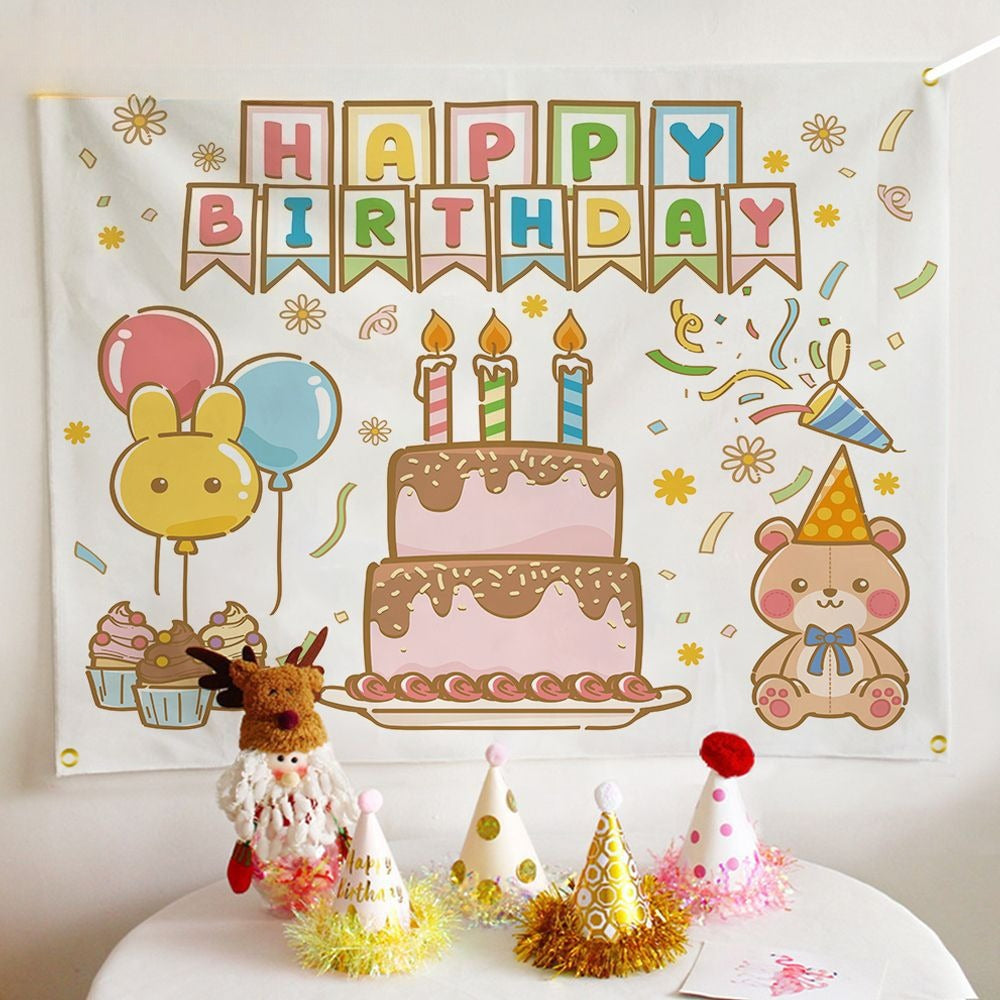 ins style birthday background cloth hanging cloth children's party 100 days year old arrangement cartoon tapestry photo photography cloth