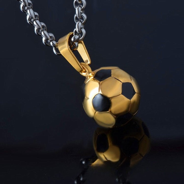 Football necklace men's titanium steel does not fade creative sports style European and American stainless steel World Cup jewelry pendant jewelry
