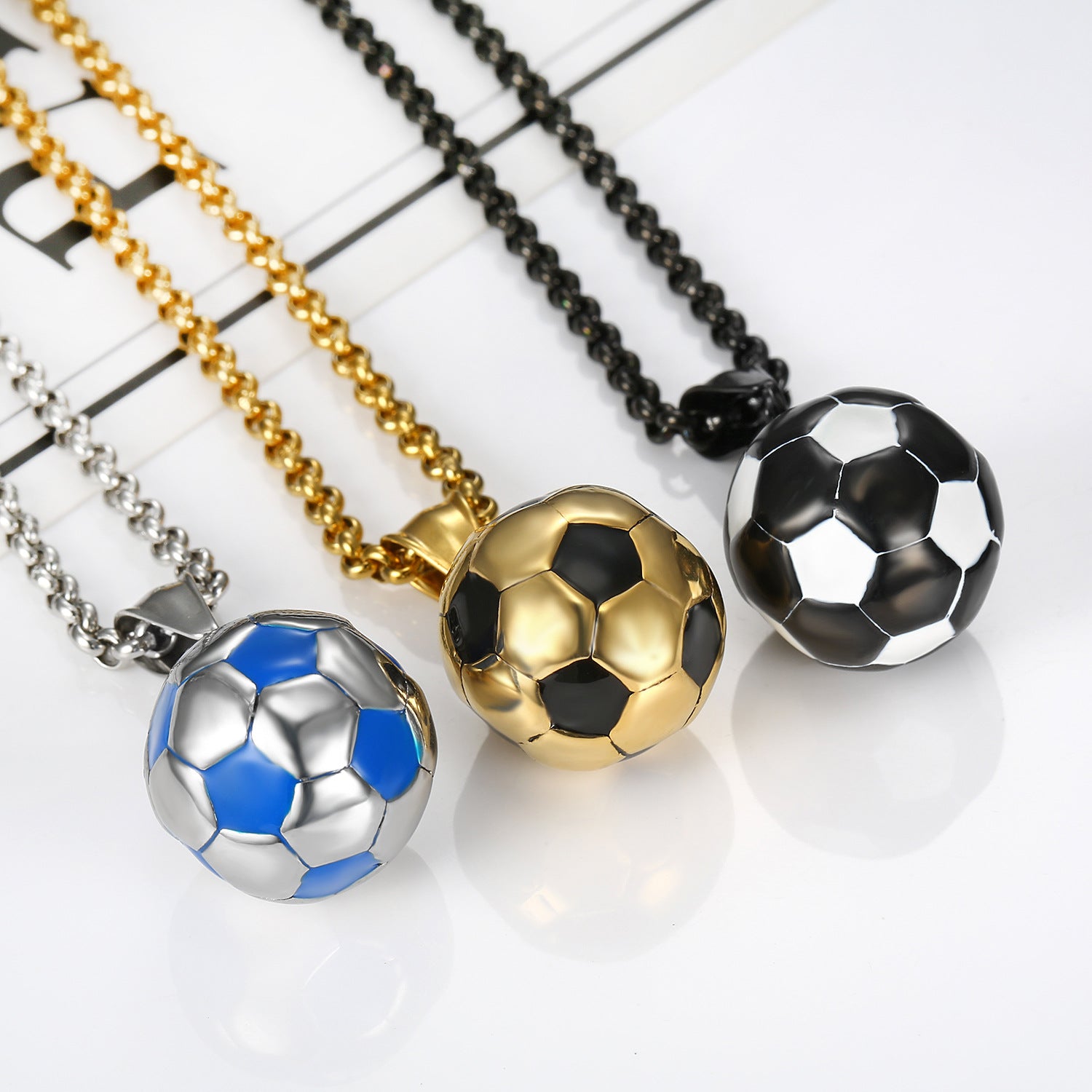 Hipster Sports Stainless Steel Jewelry, European and American Football Necklace Pendant Male Personality Football Necklace