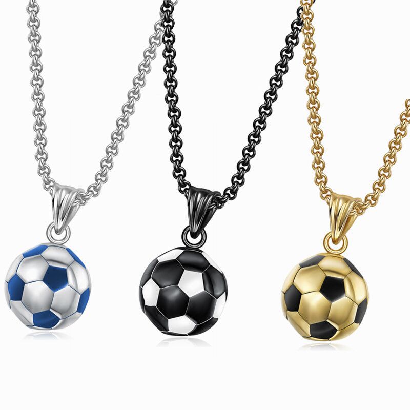 Hipster Sports Stainless Steel Jewelry, European and American Football Necklace Pendant Male Personality Football Necklace