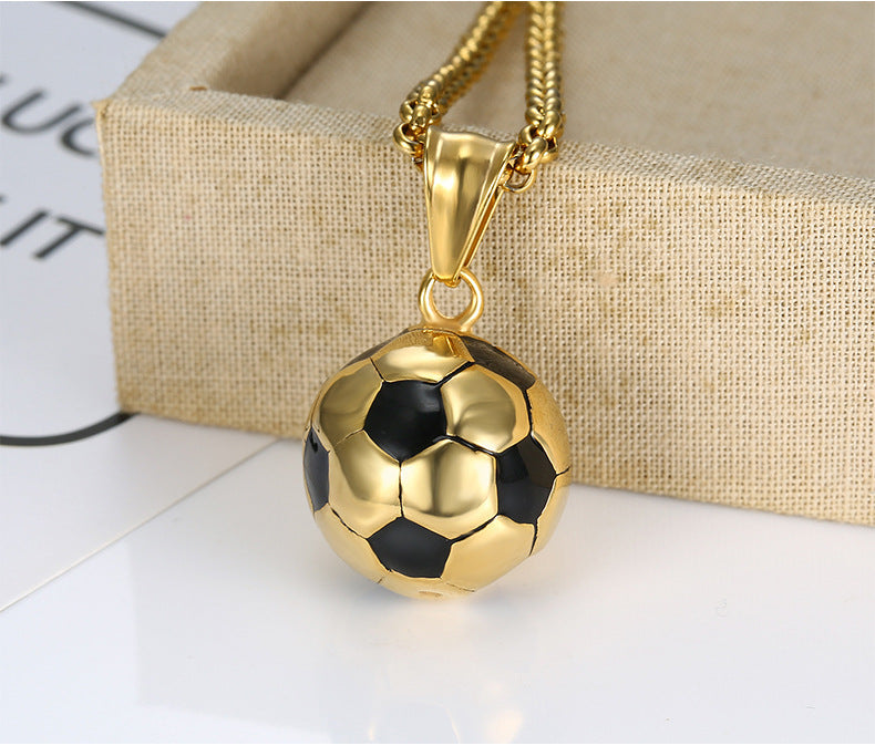 Hipster Sports Stainless Steel Jewelry, European and American Football Necklace Pendant Male Personality Football Necklace