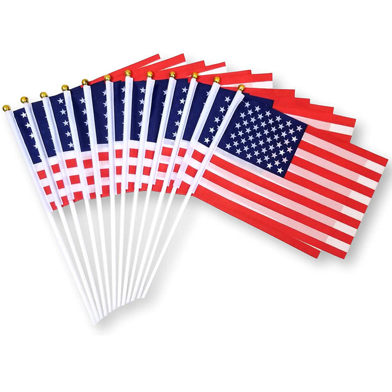 2026 US-Canada-Mexico World Cup hand-cranked flag Customized plastic pole mini hand-waving flag No. 8 14 * 21 national flag flag