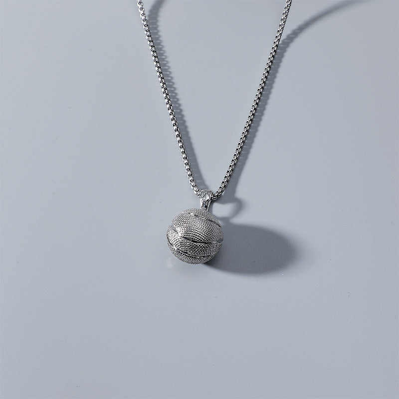 Basketball pendant men's European, American stainless steel necklace cross-border e-commerce popular jewelry sports pendant jewelry factory wholesale
