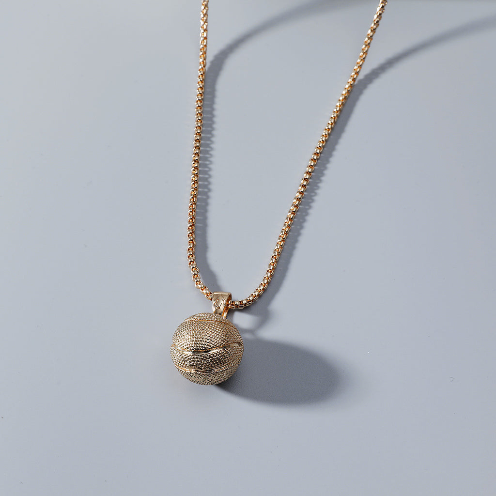 Basketball pendant men's European, American stainless steel necklace cross-border e-commerce popular jewelry sports pendant jewelry factory wholesale