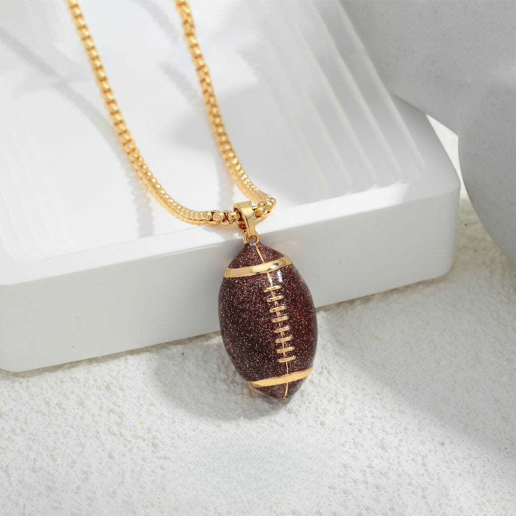 Europe, America, Amazon's new hot-selling hip-hop hiphop jewelry, niche personality exaggerated football pendant necklace
