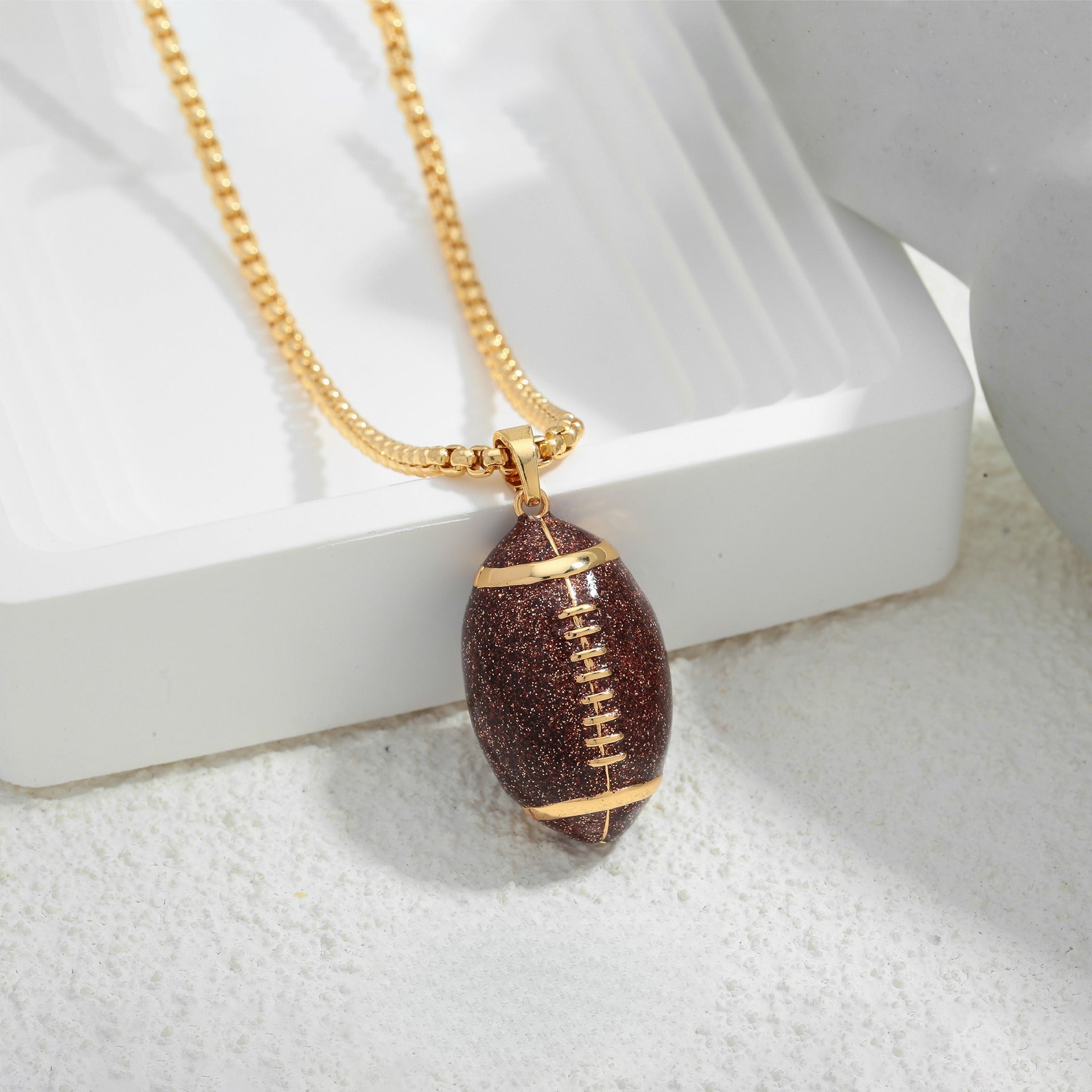 Europe, America, Amazon's new hot-selling hip-hop hiphop jewelry, niche personality exaggerated football pendant necklace