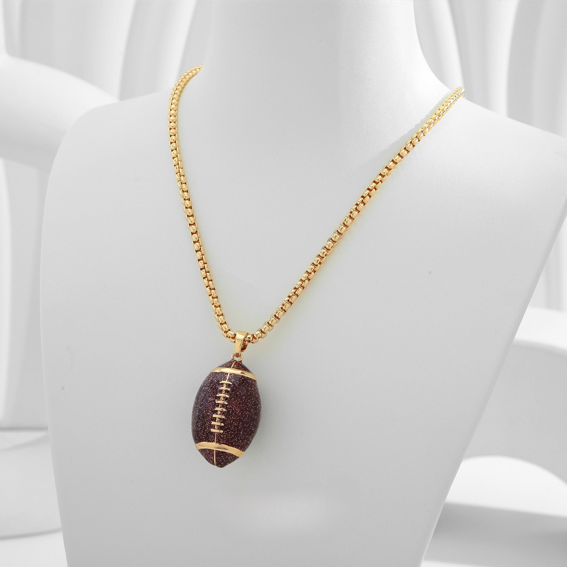 Europe, America, Amazon's new hot-selling hip-hop hiphop jewelry, niche personality exaggerated football pendant necklace