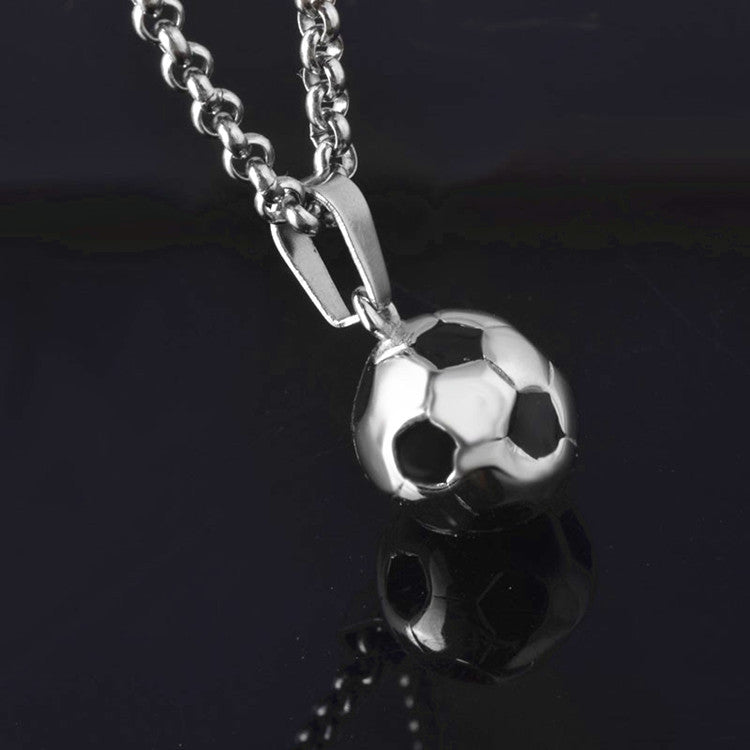 Football necklace men's titanium steel does not fade creative sports style European and American stainless steel World Cup jewelry pendant jewelry