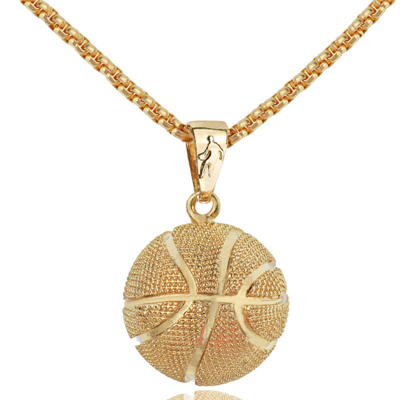 Basketball pendant men's European, American stainless steel necklace cross-border e-commerce popular jewelry sports pendant jewelry factory wholesale