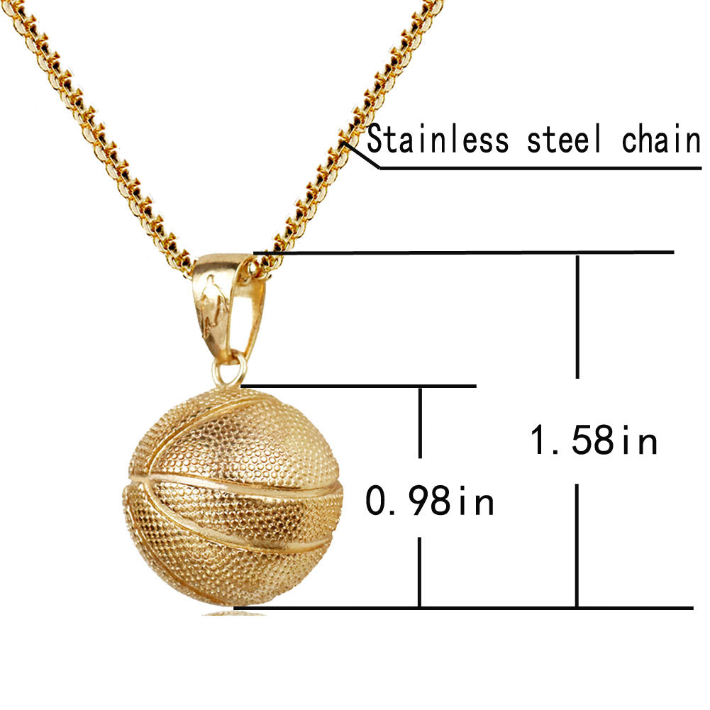 Basketball pendant men's European, American stainless steel necklace cross-border e-commerce popular jewelry sports pendant jewelry factory wholesale