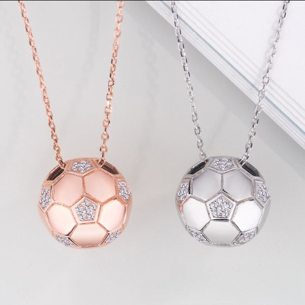 World Cup Pearl Soccer Necklace Women's Small Gold Ball Memorial Pendant Clavicle Simple Versatile Anti-Allergy Jewelry