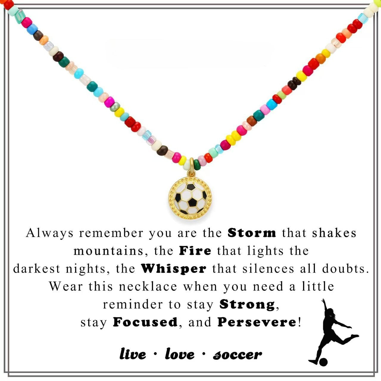 Amazon chain new colorful beaded necklace bohemian football softball baseball pendant