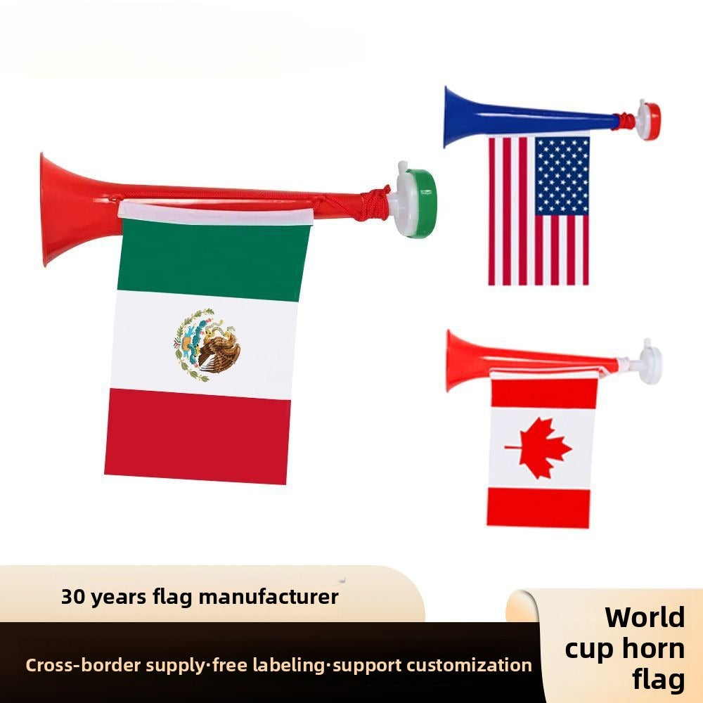 2026 US, Canada and Mexico World Cup horn flag with national flag fans horn football game games cheering props