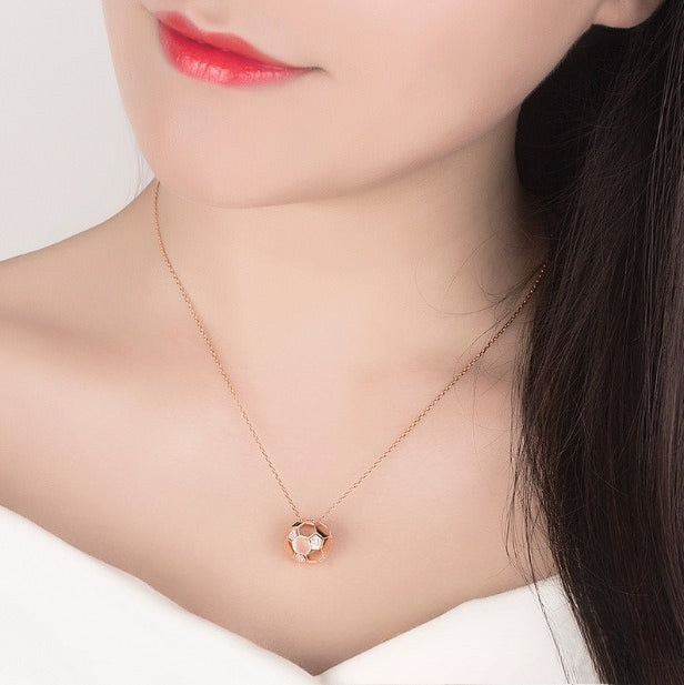 World Cup Pearl Soccer Necklace Women's Small Gold Ball Memorial Pendant Clavicle Simple Versatile Anti-Allergy Jewelry