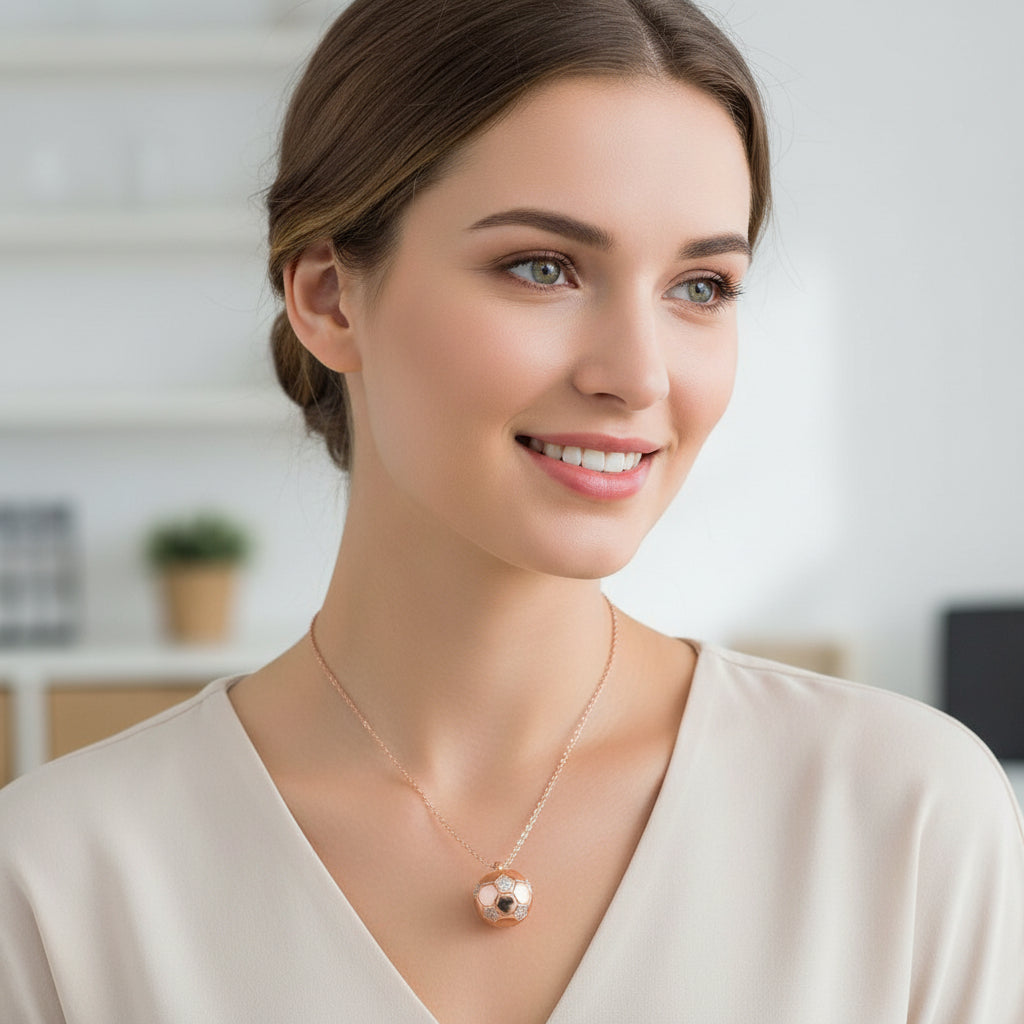 World Cup Pearl Soccer Necklace Women's Small Gold Ball Memorial Pendant Clavicle Simple Versatile Anti-Allergy Jewelry