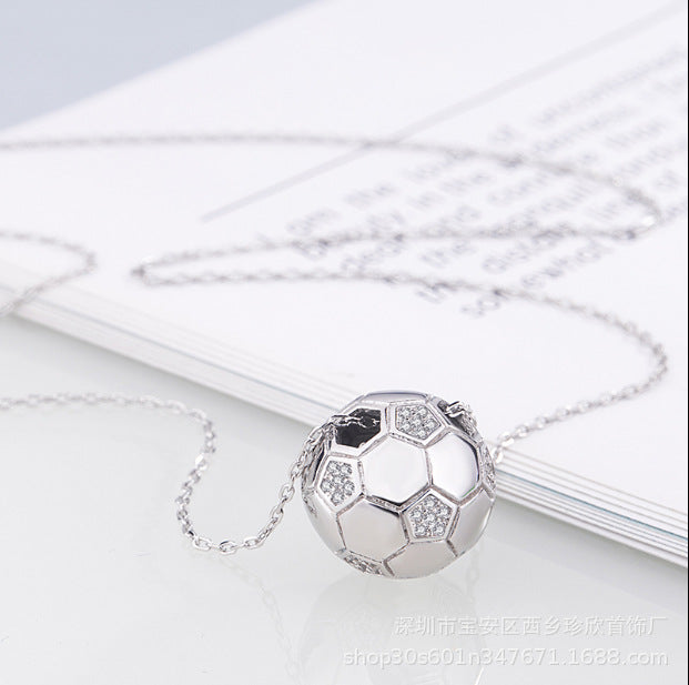 World Cup Pearl Soccer Necklace Women's Small Gold Ball Memorial Pendant Clavicle Simple Versatile Anti-Allergy Jewelry
