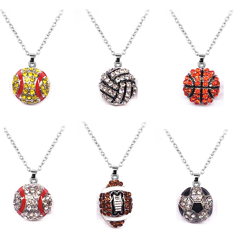 Europe and the United States hot-selling jewelry creative pendant basketball necklace, football necklace softball collarbone necklace manufacturers wholesale