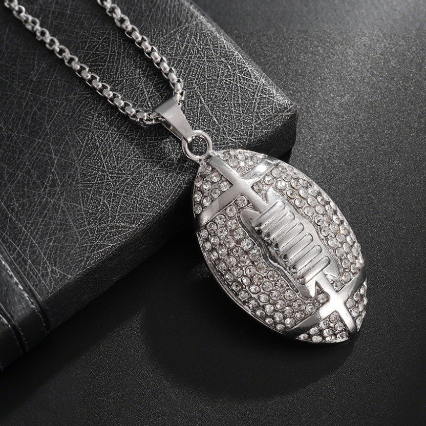 European and American cross-border hot-selling hip-hop hiphop football necklace pendant is suitable for holiday gifts and anniversaries