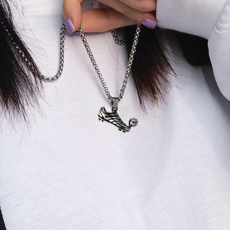 Cross-border hot sale fashion sports shoes playing football necklace, fan athlete pendant necklace alloy jewelry spot