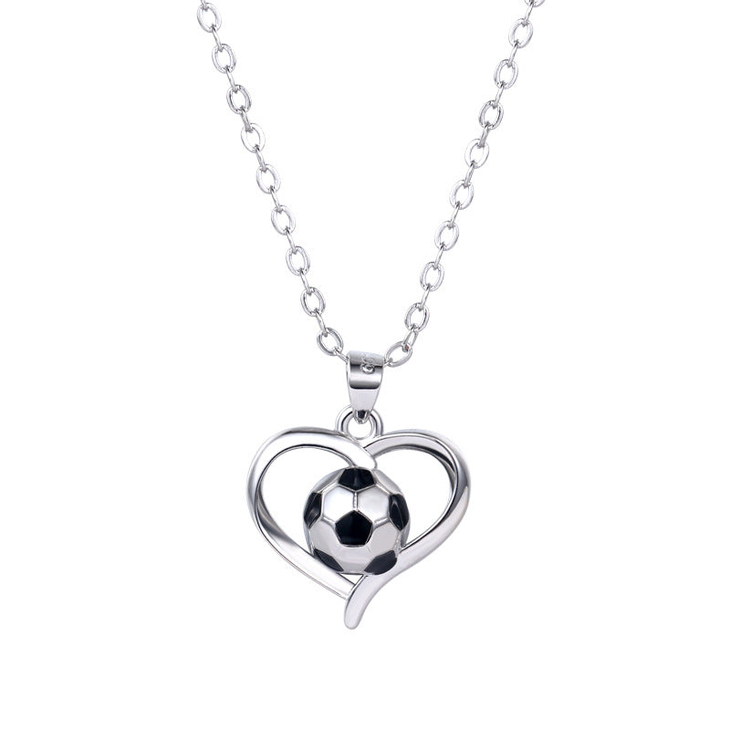 Europe and the United States cross-border World Cup football necklace, new fashion foreign trade copper material heart-shaped pendant jewelry wholesale