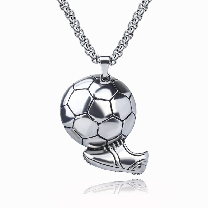 2024 new hot-selling stainless steel chain World Cup football necklace fashionable simple domineering sports men's pendant
