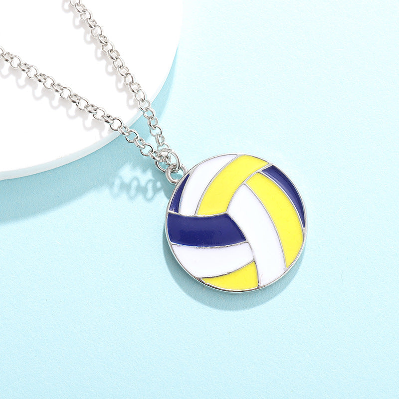 Cross-border New Products Sports Wind Football Volleyball Baseball Necklace Cartoon Pendant Alloy Oil Drip Friendship Pendant Spot