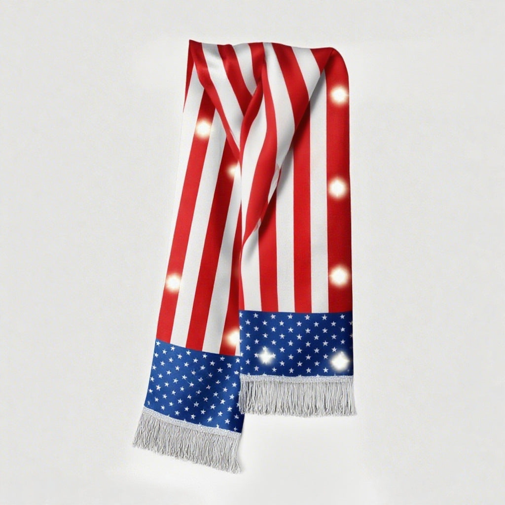 US, Canada and Mexico 2026 World Cup products LED luminous fan scarves cheering props satin double-sided fringed scarves