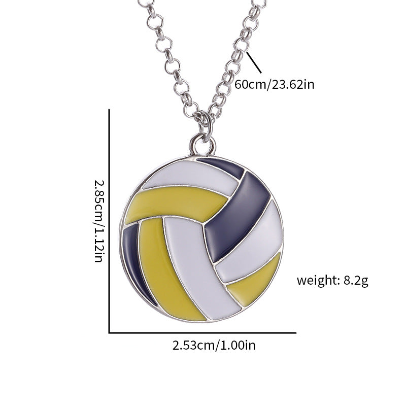Cross-border New Products Sports Wind Football Volleyball Baseball Necklace Cartoon Pendant Alloy Oil Drip Friendship Pendant Spot