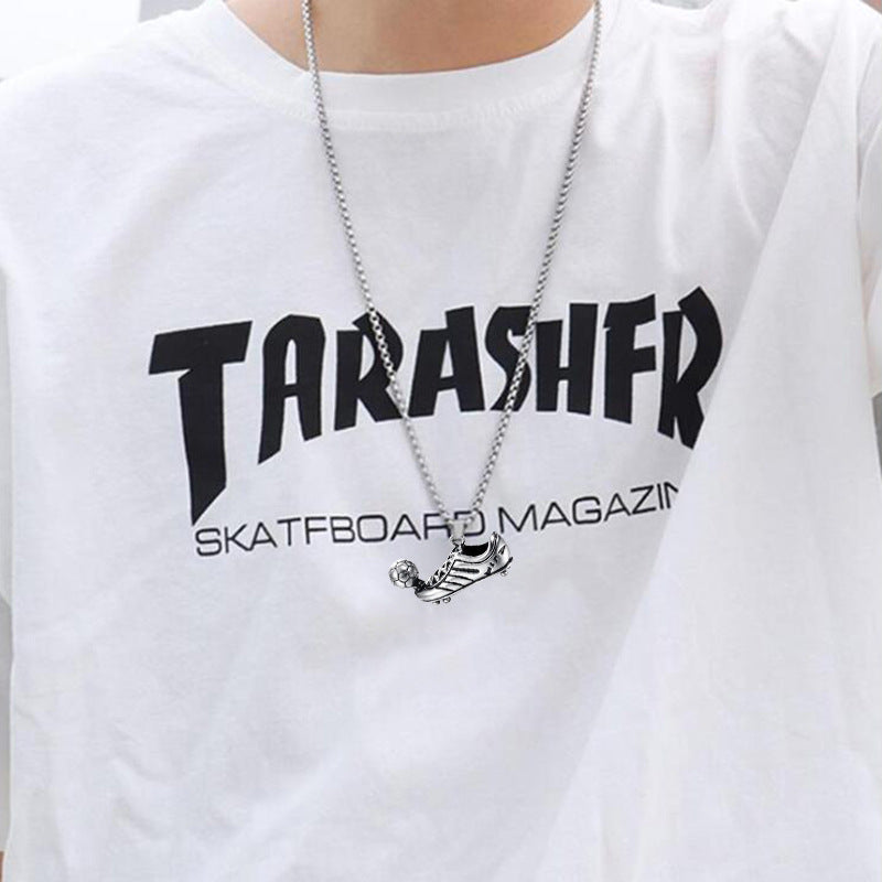 Cross-border hot sale fashion sports shoes playing football necklace, fan athlete pendant necklace alloy jewelry spot