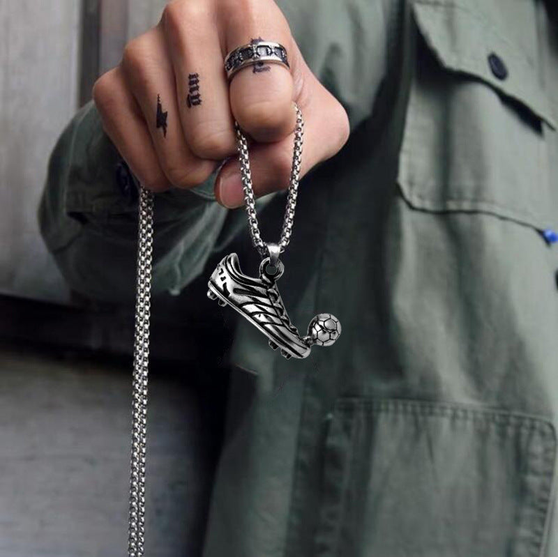 Cross-border hot sale fashion sports shoes playing football necklace, fan athlete pendant necklace alloy jewelry spot