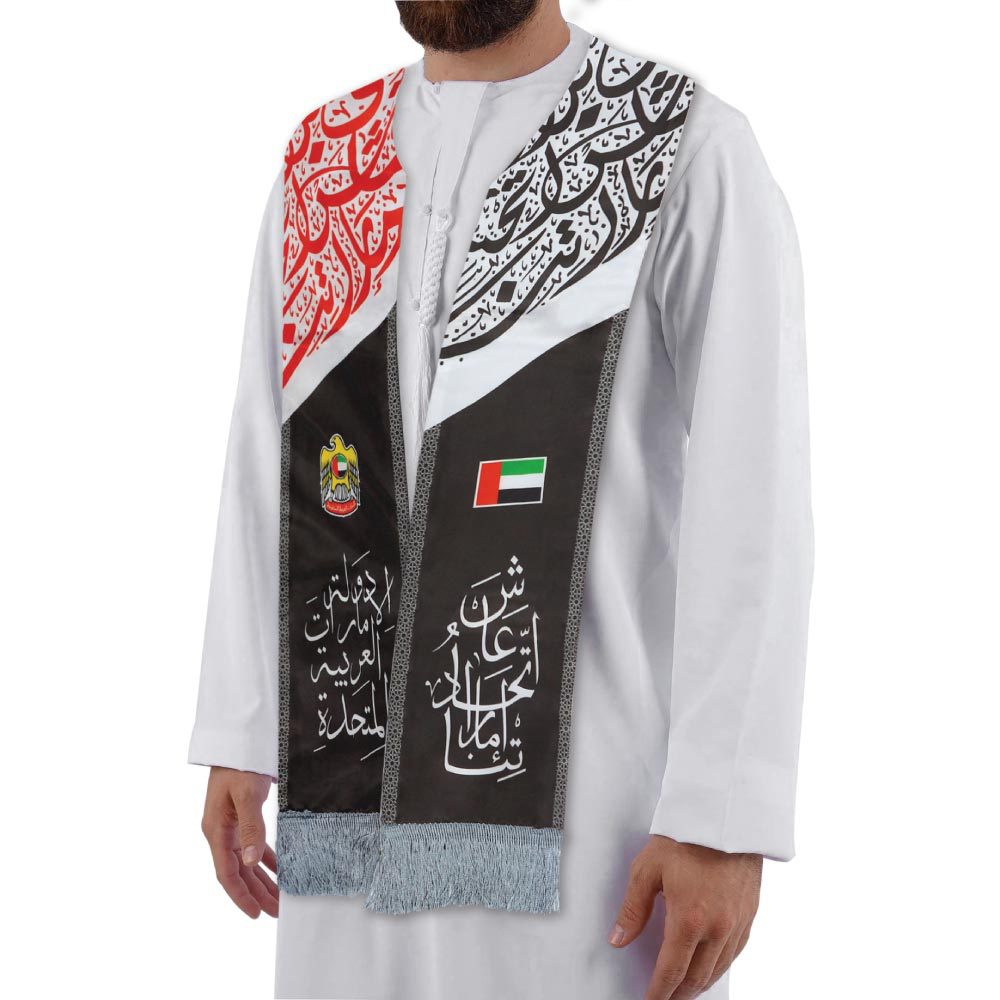 UAE flag scarf velvet bronzing National Day shawl satin printing UAE ribbon Middle East commemorative gift