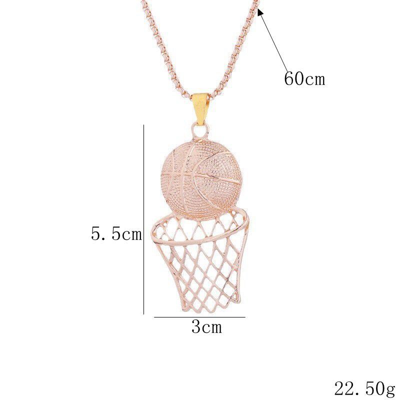European and American hip-hop fashion personalized shooting creative necklace basketball frame pendant necklace pendant men's and women's sports jewelry