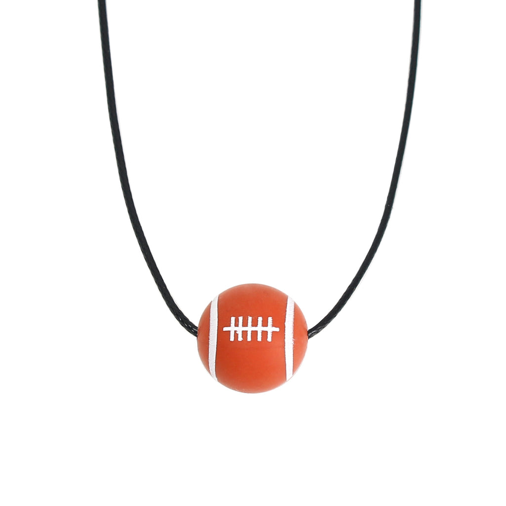 European and American new sports elastic silicone basketball pendant stainless steel necklace men's and women's necklace jewelry wholesale cross-border special supply