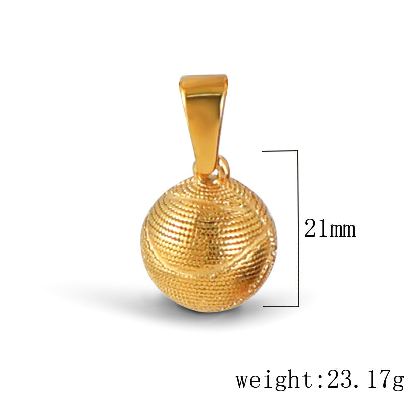 European and American cross-border pendants, moving football basketball pendants, necklaces, accessories, World Cup stainless steel plated 24k gold wholesale