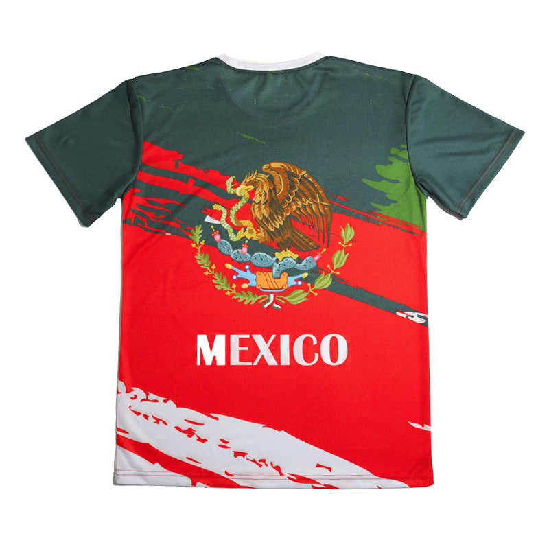 2026 US-Canada-Mexico World Cup Flat Knitted Bird's Eye Cloth Quick-Drying Short Sleeve Presidential Election Shirt Full Print T-Shirt