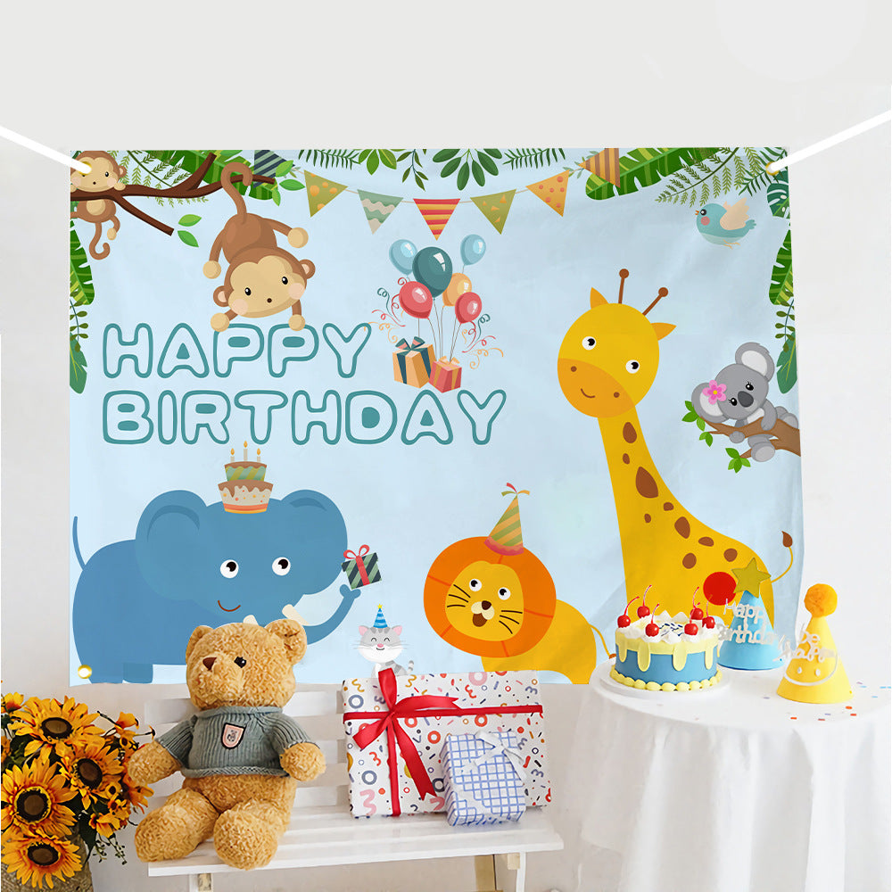 ins style birthday background cloth hanging cloth children's party 100 days year old arrangement cartoon tapestry photo photography cloth