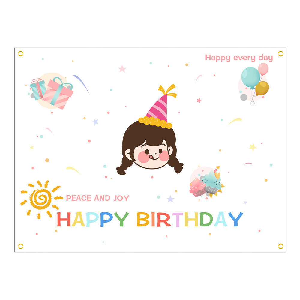 ins style birthday background cloth hanging cloth children's party 100 days year old arrangement cartoon tapestry photo photography cloth