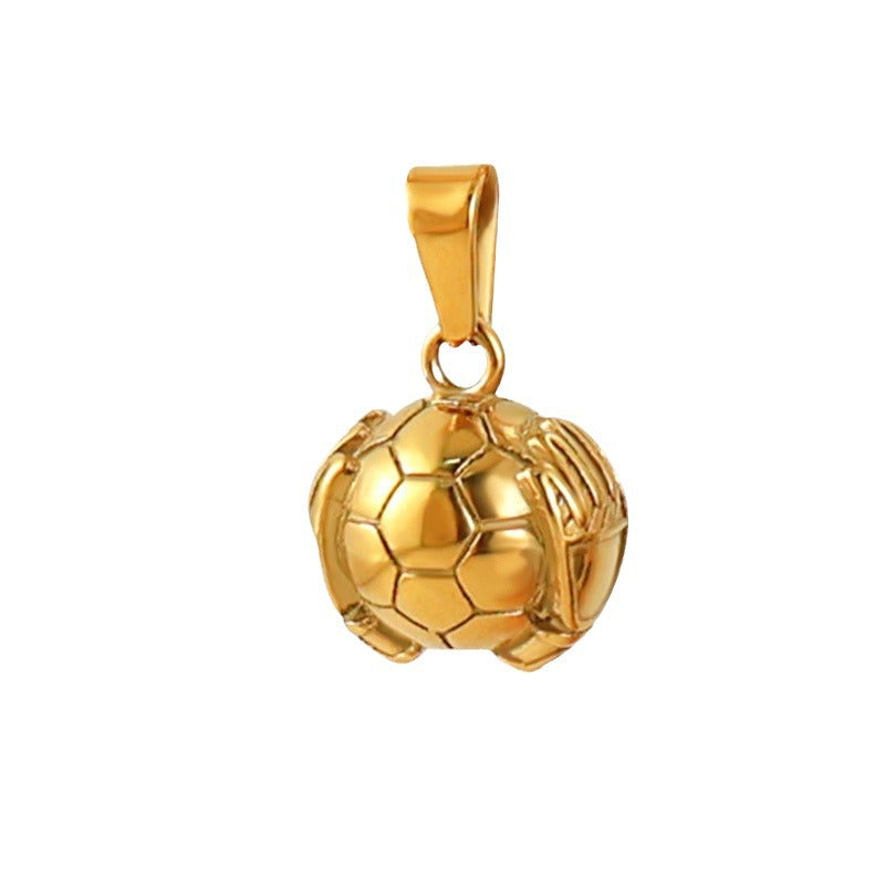 European and American cross-border pendants, moving football basketball pendants, necklaces, accessories, World Cup stainless steel plated 24k gold wholesale
