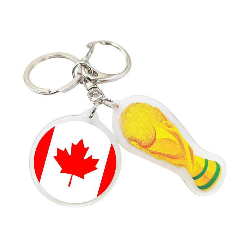 US-Canada-Mexico 2026 World Cup Souvenir Acrylic Fan Keychain Trophy Football Fan Accessories