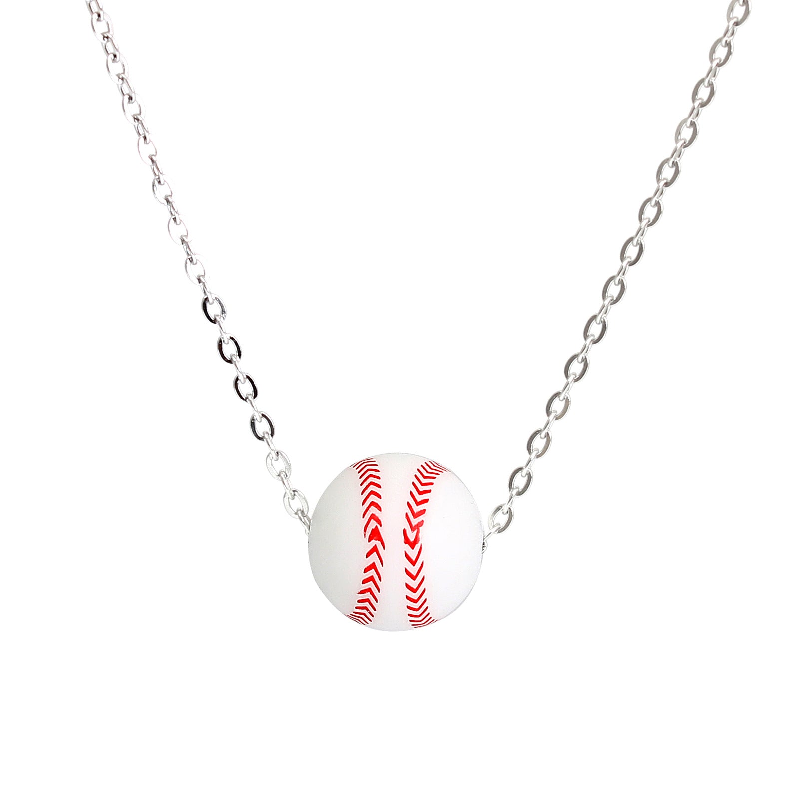 European and American new sports elastic silicone basketball pendant stainless steel necklace men's and women's necklace jewelry wholesale cross-border special supply