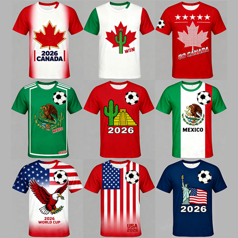US, Canada and Mexico 2026 World Cup jersey short-sleeved US, Mexico and Canada football jersey fans T-shirt