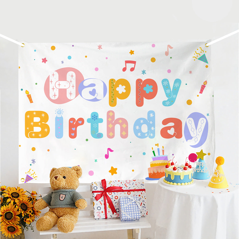 ins style birthday background cloth hanging cloth children's party 100 days year old arrangement cartoon tapestry photo photography cloth