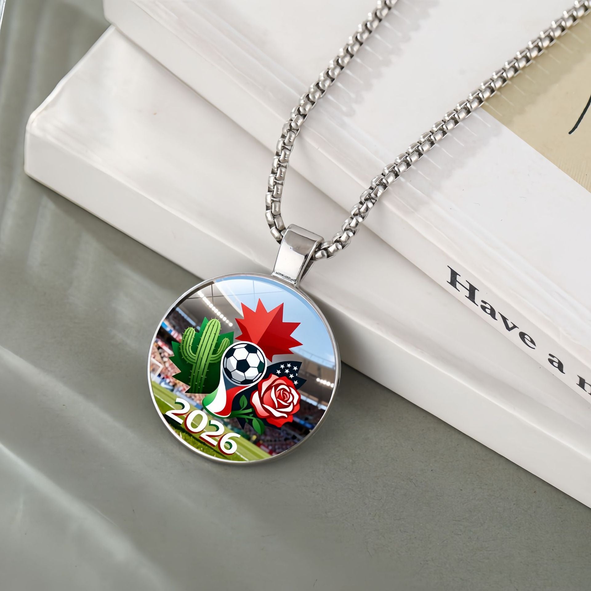 2026 US-Canada-Mexico World Cup Hercules Cup Pendant Necklace Women's Jewelry Football Fans Peripheral Accessories Sweater Chain