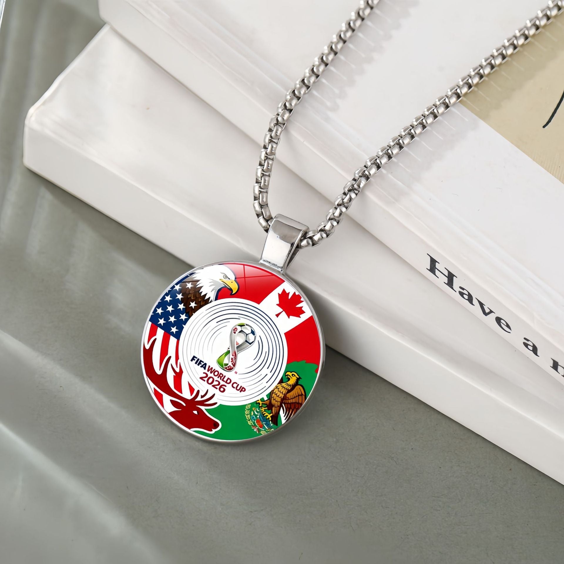 2026 US-Canada-Mexico World Cup Hercules Cup Pendant Necklace Women's Jewelry Football Fans Peripheral Accessories Sweater Chain