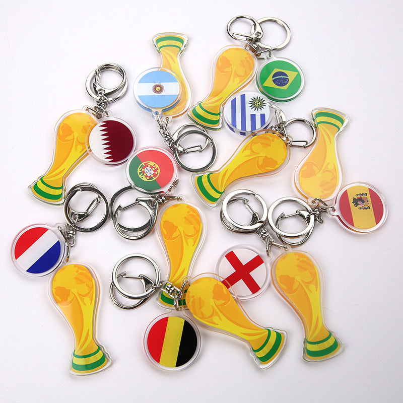 US-Canada-Mexico 2026 World Cup Souvenir Acrylic Fan Keychain Trophy Football Fan Accessories