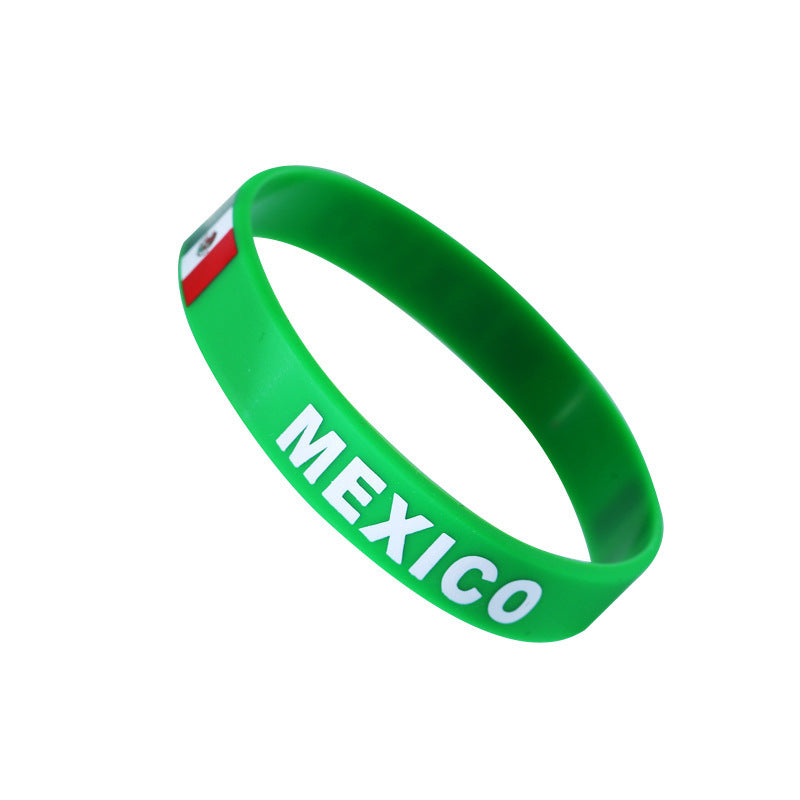 US, Canada and Mexico 2026 World Cup Fan Products Silicone Bracelet Mexican Flag Cheering Props Football Wristband