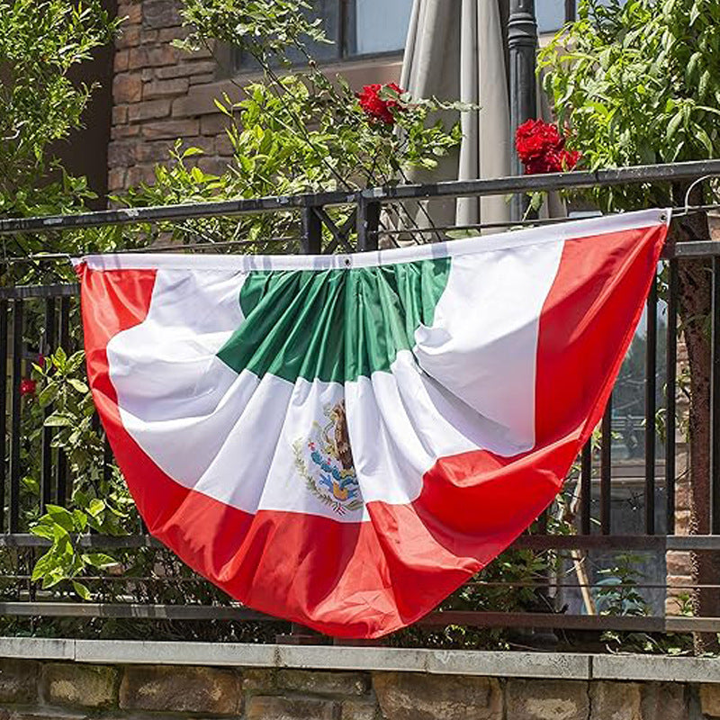 Mexican flag Fan flag September 16 Mexican Independence Day party flag Half-circle Viva Mexico