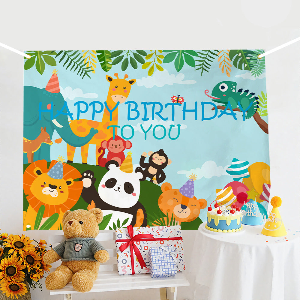 ins style birthday background cloth hanging cloth children's party 100 days year old arrangement cartoon tapestry photo photography cloth