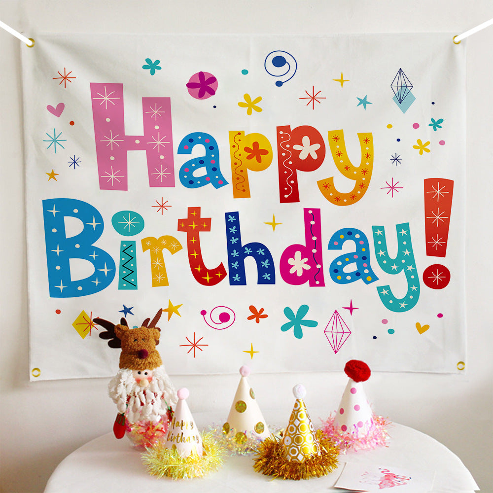 ins style birthday background cloth hanging cloth children's party 100 days year old arrangement cartoon tapestry photo photography cloth