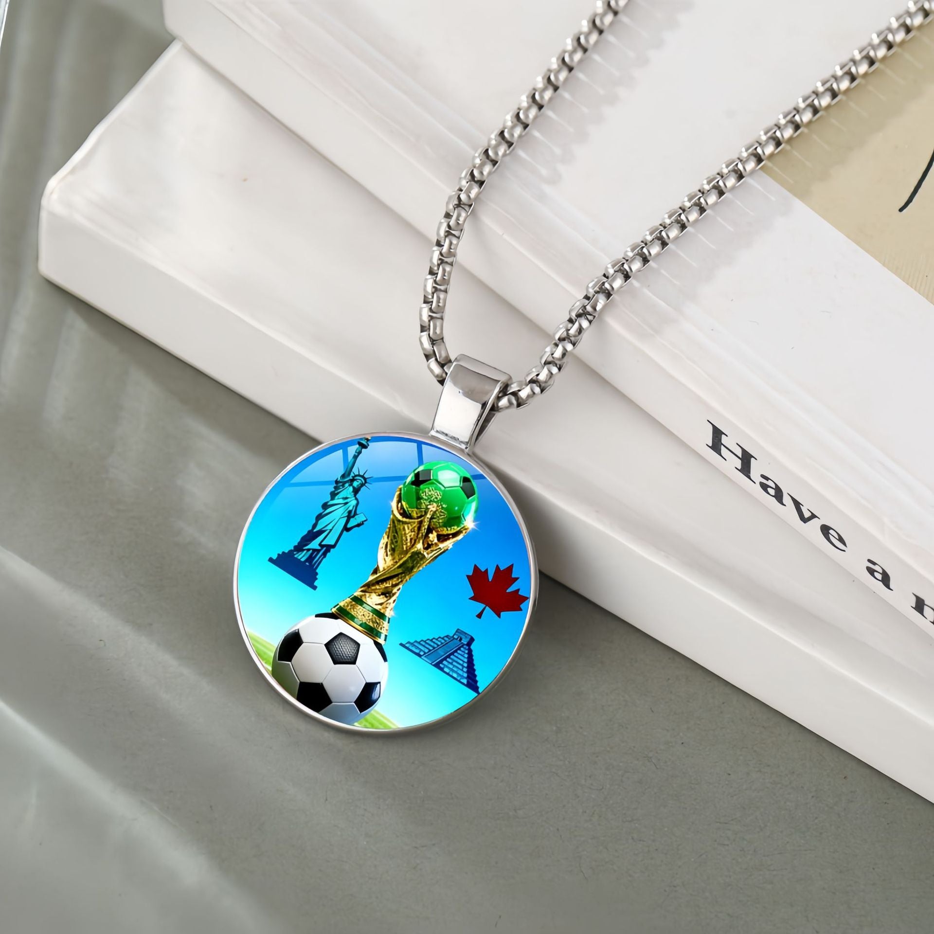 2026 US-Canada-Mexico World Cup Hercules Cup Pendant Necklace Women's Jewelry Football Fans Peripheral Accessories Sweater Chain